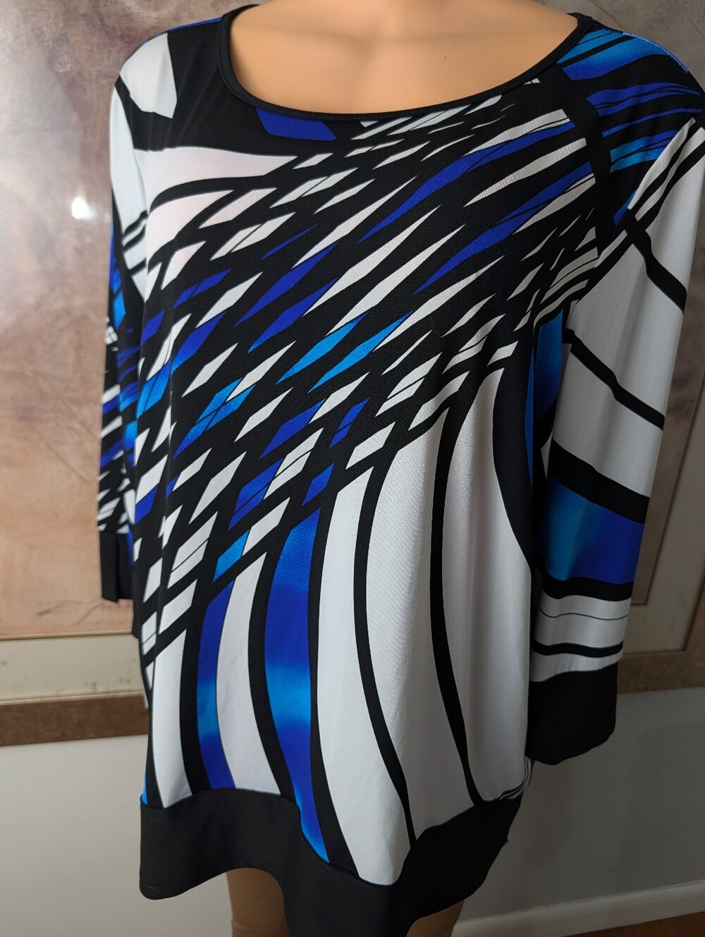 Bali Corp Women's Abstract Geometric Brushstroke Tunic Top Size XL/TG